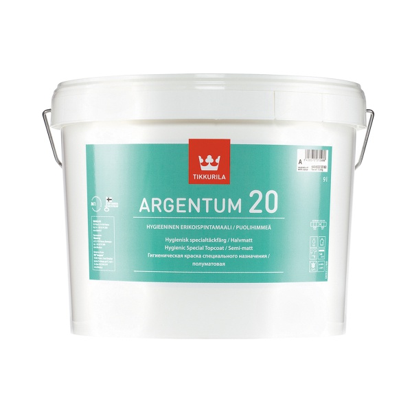 Краска антимикробная Argentum-20 (Аргентум-20) TIKKURILA 9л белый (база А)