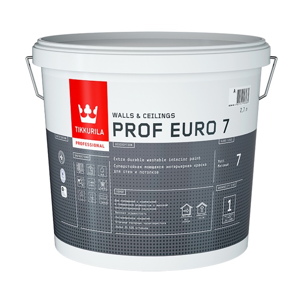 Краска интерьерная Prof Euro 7 TIKKURILA 2,7 л белая (база А)