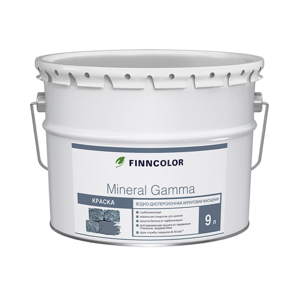 Краска фасадная Mineral Gamma (Минерал Гамма) FINNCOLOR 9л белый (база АР)