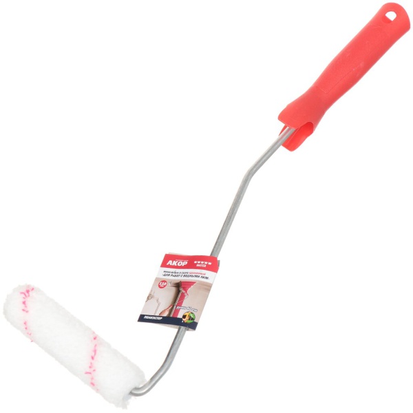 АКОР Мини-валик в сборе Для работ с водными ЛКМ полиэстер L110mm, L ручки 40cm