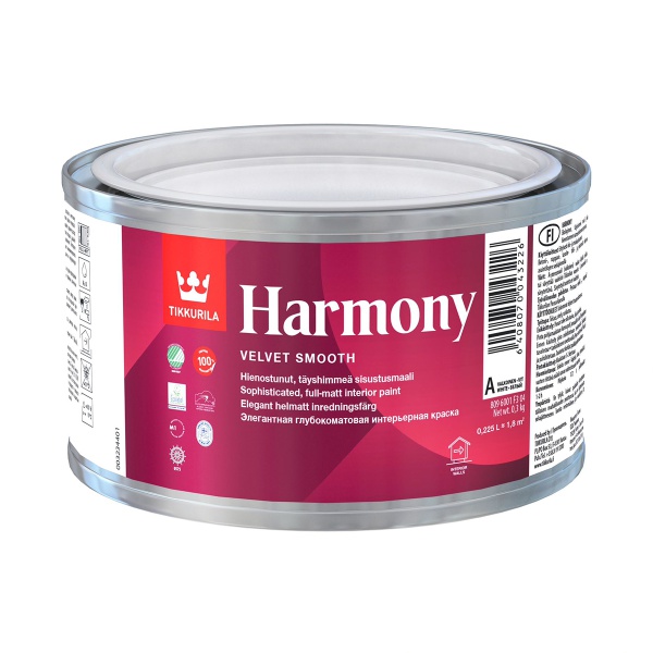 Краска акрилатная матовая Harmony (Гармония) TIKKURILA 0,225 л бесцветный (база С)