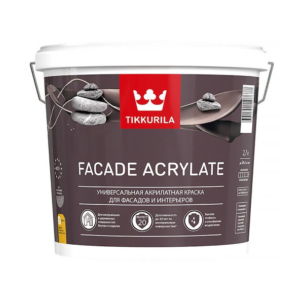 Краска фасадная Facade Acrylate (Фасад Акрилат) TIKKURILA 2,7л бесцветный (база С)