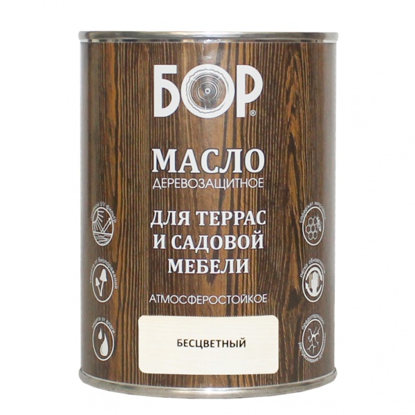 Масло деревозащитное для террас и садовой мебели БОР, 2л, 1,7кг