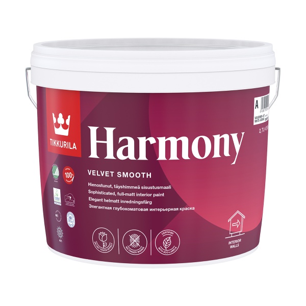 Краска акрилатная матовая Harmony (Гармония) TIKKURILA 2,7л бесцветный (база С)