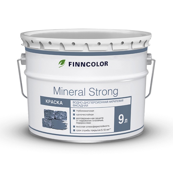 Краска фасадная Mineral Strong (Минерал Стронг) FINNCOLOR 9л белый (база MRA)