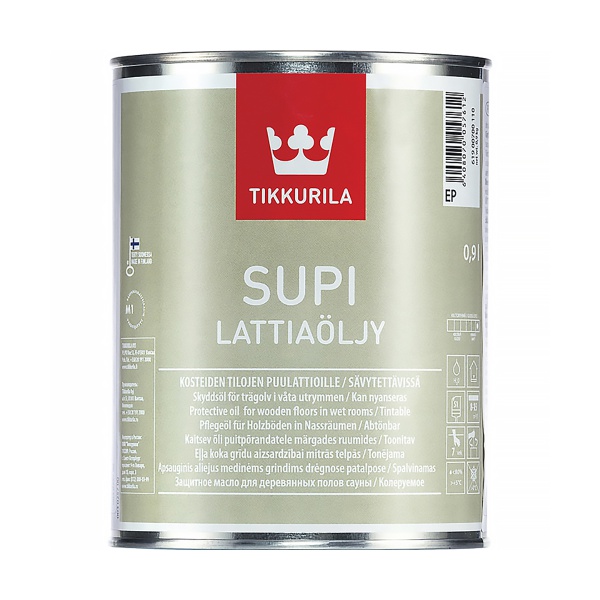 Масло для пола в банях и саунах Supi Lattiaöljy (Cупи) TIKKURILA 0,9 л бесцветное (база EC)