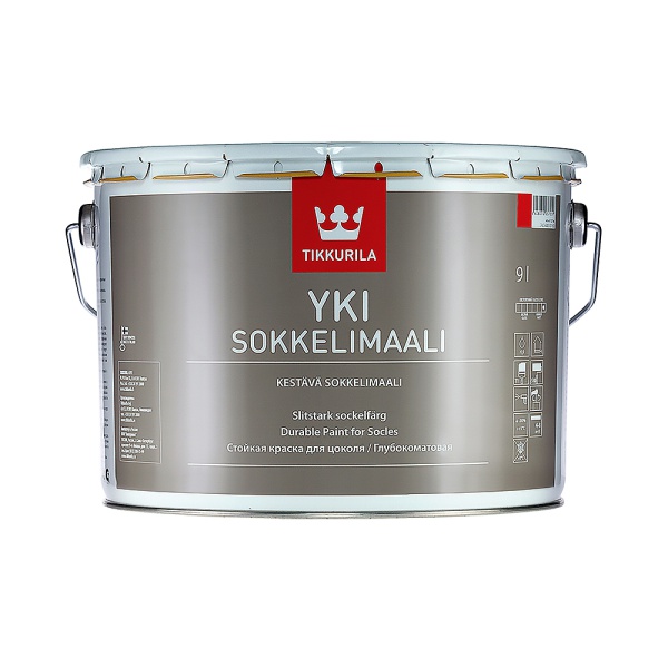 Краска для цоколя щелочестойкая Yki Sokkelimaali (Юки) TIKKURILA 9л бесцветный (база С)