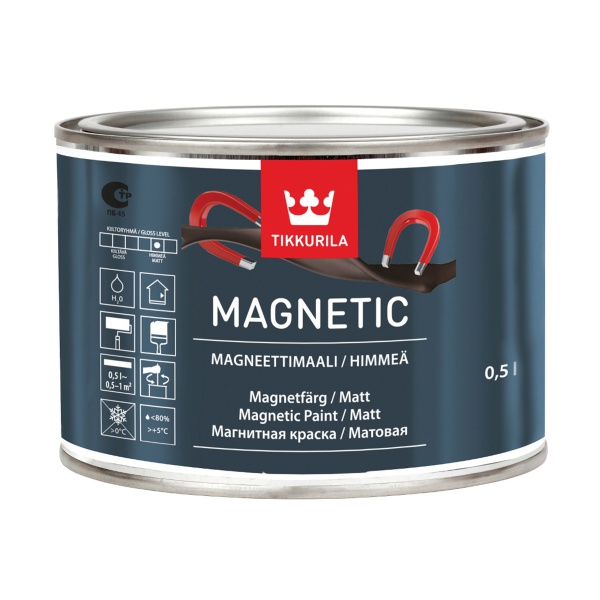 Краска декоративная с эффектом магнита Magnetic (Магнетик) TIKKURILA 0,5 л серый