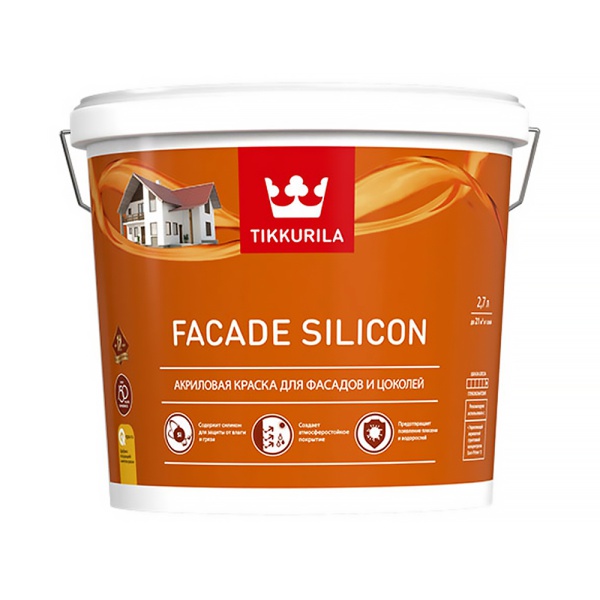Краска для фасадов и цоколей Facade Silicon (Фасад Силикон) TIKKURILA 2,7л. (база С)