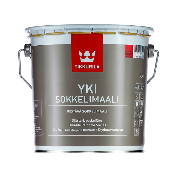 Краска для цоколя щелочестойкая Yki Sokkelimaali (Юки) TIKKURILA 2,7л белый (база А)