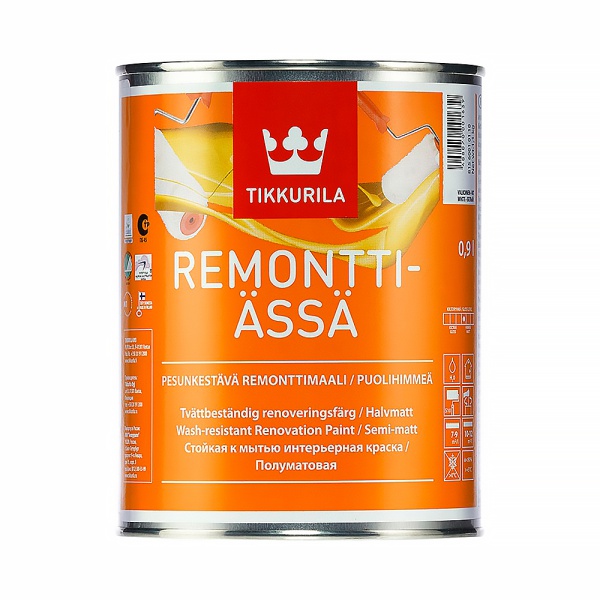 Краска акрилатная Remontti-Ässä (Ремонти-Ясся) TIKKURILA 0,9л бесцветный (база С)