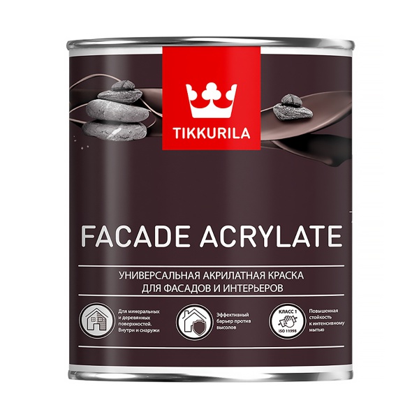 Краска фасадная Facade Acrylate (Фасад Акрилат) TIKKURILA 0,9л белый (база А)