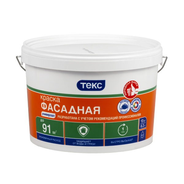Краска фасадная Текс Универсал, глубокоматовая, база A, белая,  13 кг