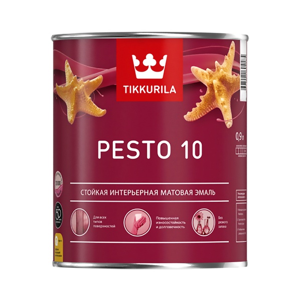 Эмаль алкидная стойкая матовая Pesto 10 (Песто 10) TIKKURILA 0,9 л бесцветная (база С)