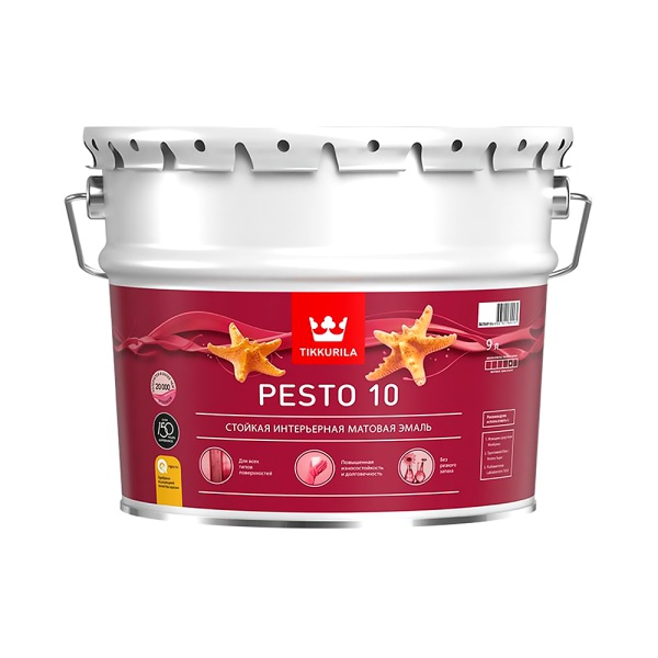 Эмаль алкидная стойкая полуматовая Pesto 30 (Песто 30) TIKKURILA 9 л бесцветная (база С)
