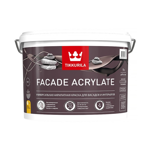 Краска фасадная Facade Acrylate (Фасад Акрилат) TIKKURILA 9л белый (база А)