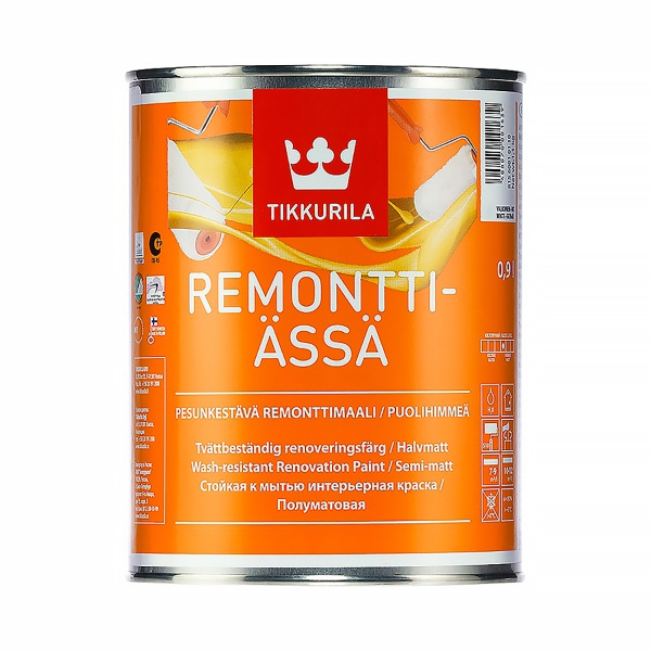 Краска акрилатная Remontti-Ässä (Ремонти-Ясся) TIKKURILA 0,9л белый (база А)