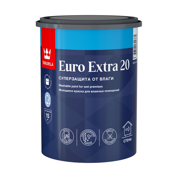 Краска Euro Extra-20 (Евро-20) TIKKURILA 0,9л бесцветный (база С)