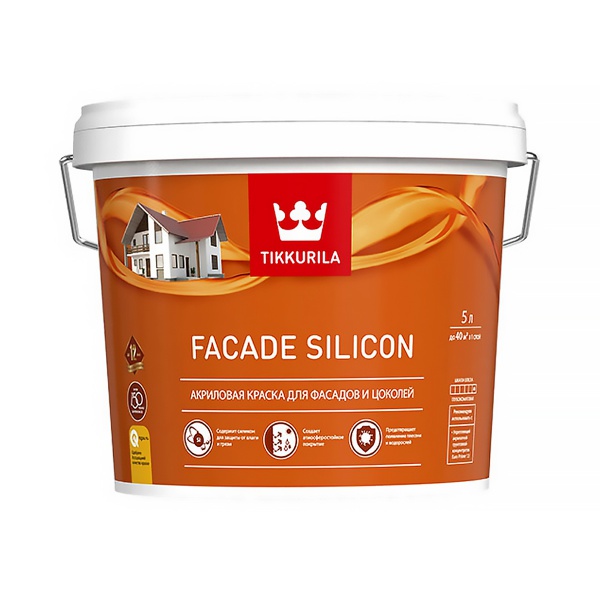 Краска для фасадов и цоколей Facade Silicon (Фасад Силикон) TIKKURILA 5л белый (база А)