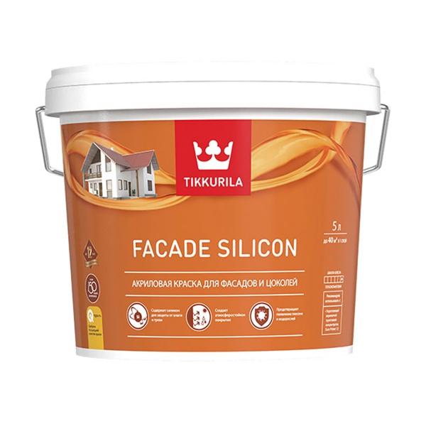 Краска для фасадов и цоколей Facade Silicon (Фасад Силикон) TIKKURILA 5 л бесцветная (база С)
