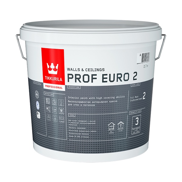 Краска грунтовочная Prof Euro 2 TIKKURILA 2,7 л белая (база VVA)