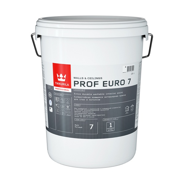 Краска интерьерная Prof Euro 7 TIKKURILA 18 л белая (база А)