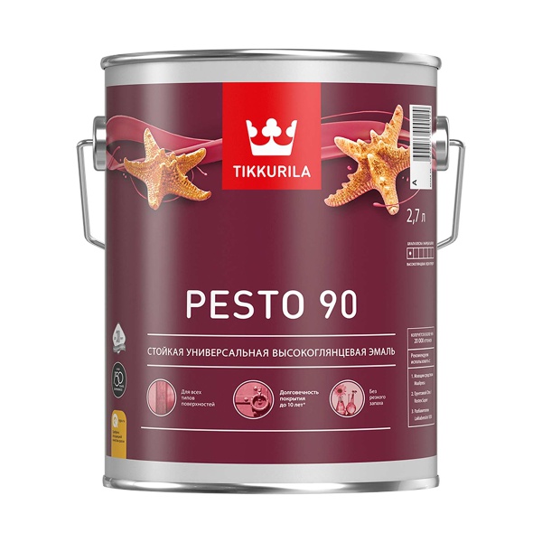 Эмаль высокоглянцевая Euro Pesto 90 (Песто 90) TIKKURILA 0,9 л белая (база А)