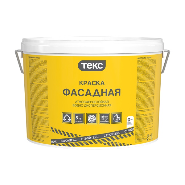 Краска фасадная Текс Стройтекс, база D, бесцветная, 9 л