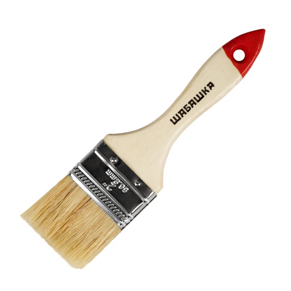 Кисть плоская "ШАБАШКА" 50мм. дерев. ручка натуральная щетина