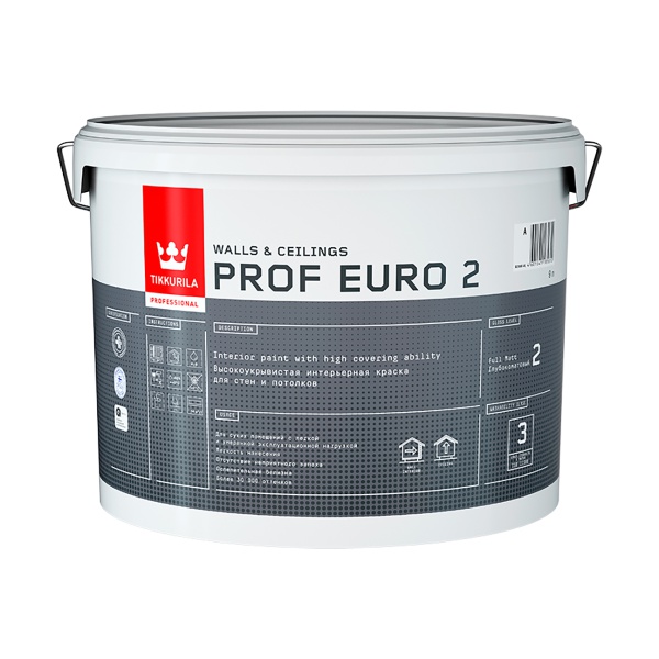 Краска грунтовочная Prof Euro 2 TIKKURILA 9 л белая (база VVA)