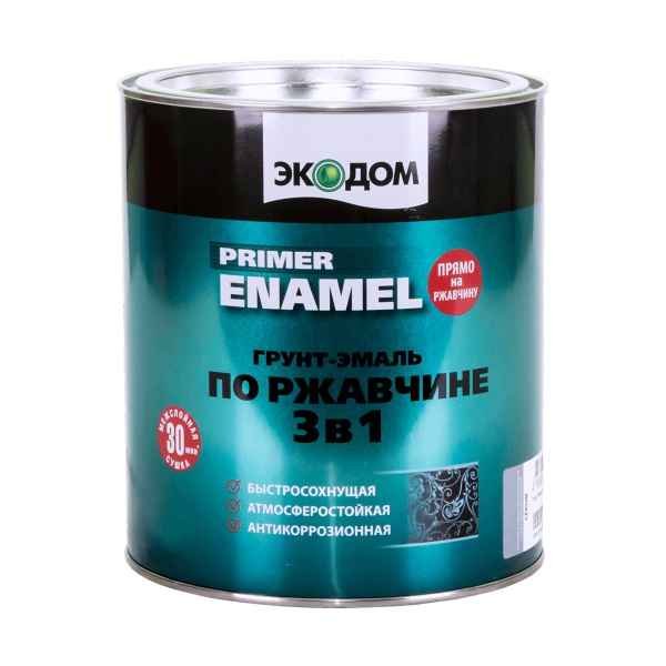Грунт-эмаль по ржавчине Экодом 3 в 1, полуматовая, 2,2 кг, белая