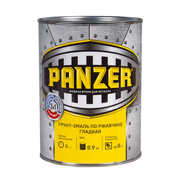 ГРУНТ-ЭМАЛЬ по ржавчине "PANZER" белая 0,9кг