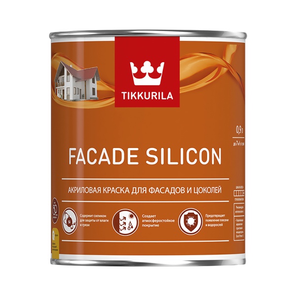 Краска для фасадов и цоколей Facade Silicon (Фасад Силикон) TIKKURILA 0,9л бесцветный (база С)