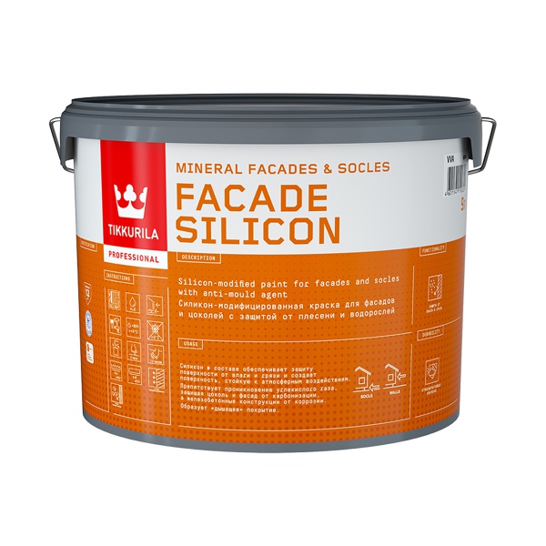 Краска для фасадов и цоколей Facade Silicon (Фасад Силикон) TIKKURILA 9л белый (база А)